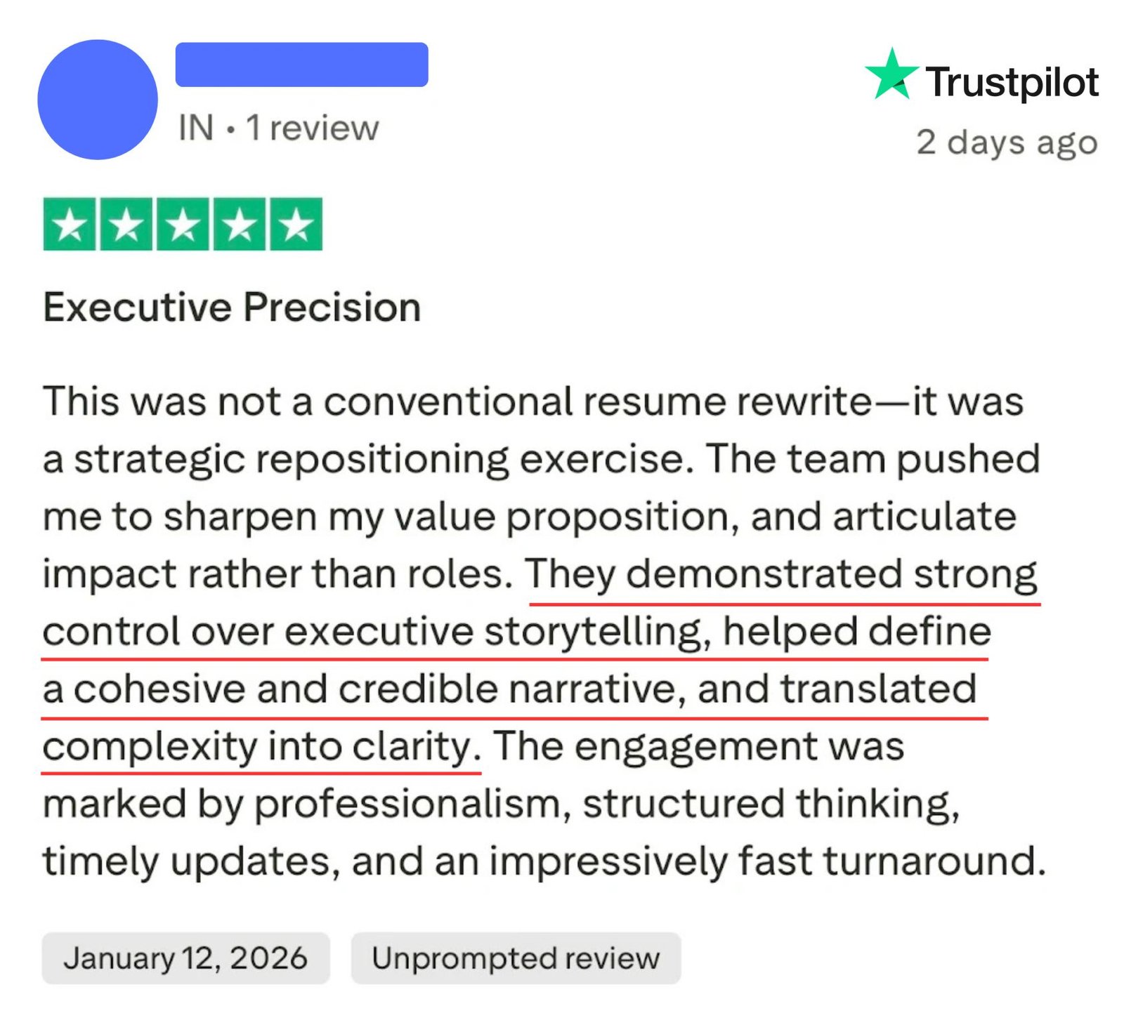 Trustpilot review: Executive Precision
